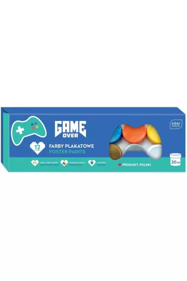 Interdruk Farby plakatowe Game Over 12 kolor�w x 20 ml