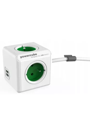 Allocacoc PowerCube Extended USB 1,5 m GREEN