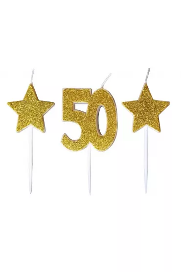 GoParty �wieczki urodzinowe 50 z gwiazdkami
