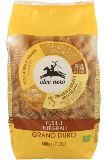 Alce Nero Makaron semolinowy razowy fusilli 500 g Bio