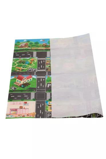 Mata edukacyjna do zabawy miasto ulica + znaki drogowe wodoodporna kolorowa 130x100cm