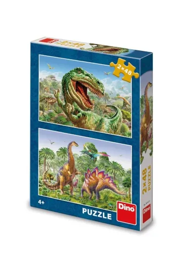 Puzzle 2x48 el. Walcz�ce Dinozaury Dino Toys