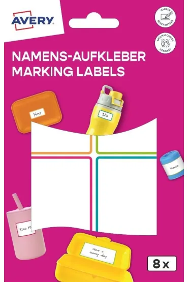 Avery Zweckform Naklejki do oznaczania; 48 x 70 mm, 8 naklejek, kolorowe ramki, AVERY NAME8C