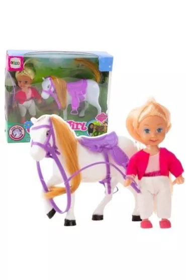 Zestaw mini laleczka z koniem LeanToys