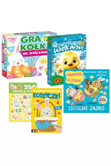 Pakiet: Idealne jajko. Pingwinek i Szczeniak, Karty Piotru� + Pami��. Wielkanoc, Gra w k�ka na Wielkanoc, Wielkanocne kolorowanki. Koszyczki, 250 naklejek. Wielkanoc z pomys�em