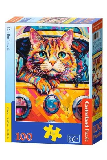 Puzzle 100 el. Cat Bus Travel Castorland