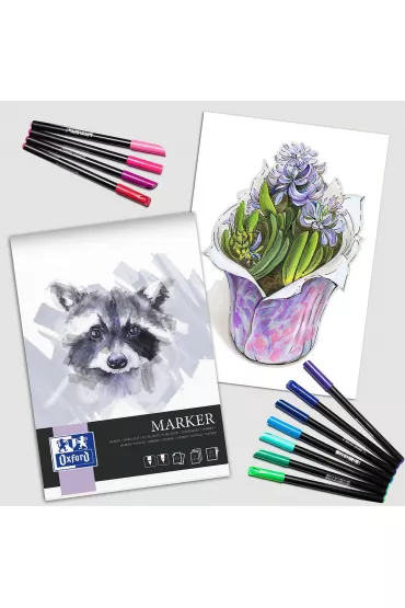 Oxford Blok artystyczny marker A4 klejony bia�y g�adka 15 kartek