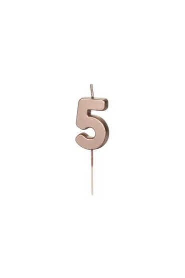 PartyDeco �wieczka urodzinowa 5 r�owe z�oto 4.5cm
