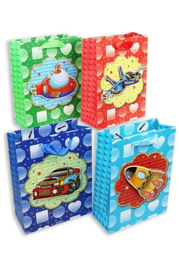 Polkart Torebka prezentowa S dzieci�ca, pojazdy (18x23,5,8cm) mix