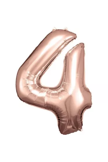 Amscan Balon foliowy cyfra 4 r�owe z�oto 65x86cm