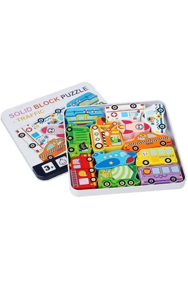 Puzzle drewniane pojazdy w metalowym pudełku Adar | TaniaKsiazka.pl