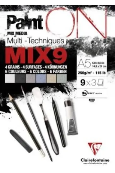 Clairefontaine Blok A5 papier�w mix9 250g 27ark