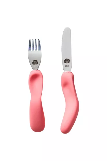 Nana`s Manners Etap 3, Sztu�ce do samodzielnego jedzenia, widelec i n�, r�owe, 3-9 lat 2 el.