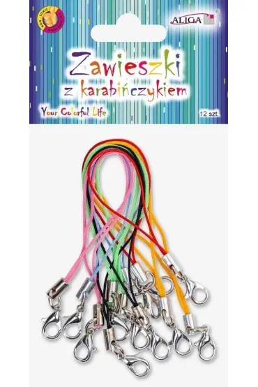 Zawieszki z karabi�czykiem 7cm, 12 szt MIX