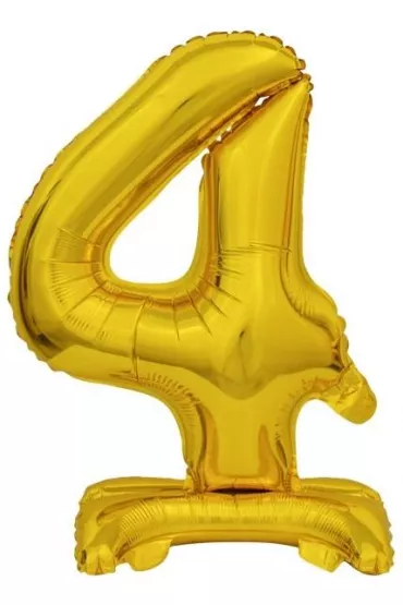 Amscan Balon foliowy mini cyfra 4 ze stopk� z�ota 22x40cm