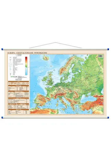 Mapa �cienna Europa polityczno fizyczna dwustronna 1:12 000 000