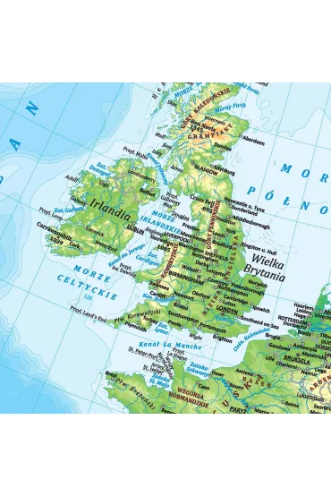 Mapa �cienna Europa polityczno fizyczna dwustronna 1:12 000 000