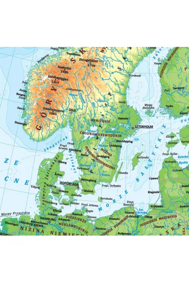 Mapa �cienna Europa polityczno fizyczna dwustronna 1:12 000 000