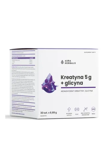 Aura Herbals Kreatyna 5 g, monohydrat + glicyna Suplement diety 30 sasz.