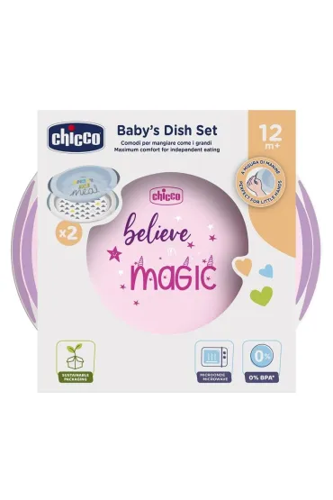 Chicco Zestaw dw�ch talerzy 12m+ r�owy