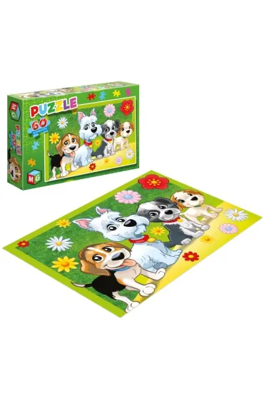Puzzle 60 el. Pieski kwiatki Multigra