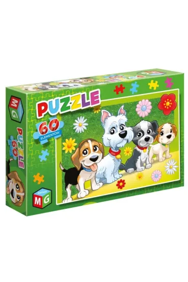 Puzzle 60 el. Pieski kwiatki Multigra