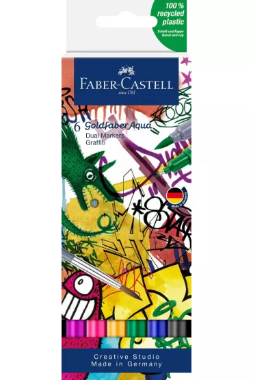Faber-Castell Pisak akwarelowy goldfaber aqua dwustronny zestaw graffiti 6 szt.