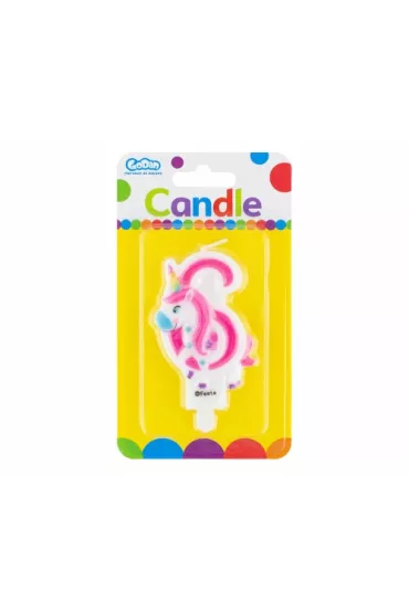 Godan �wieczka cyferka 6 z Jednoro�cem PF-SCJ6 7,8 cm