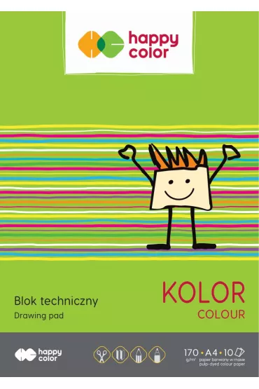 Happy Color Blok techniczny kolorowy A4 170g 10 kartek
