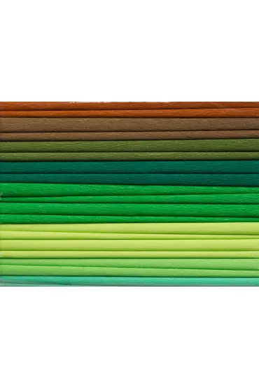 Happy Color Bibu�a marszczona MIX zielony, 8 kolor�w, 25x200 cm, 10 rolek 25 x 200 cm