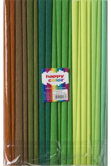 Happy Color Bibu�a marszczona MIX zielony, 8 kolor�w, 25x200 cm, 10 rolek 25 x 200 cm