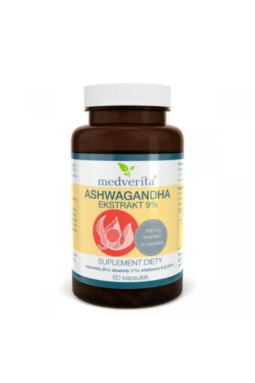Medverita Ashwagandha Ekstrakt 9% - suplement diety 60 kaps.