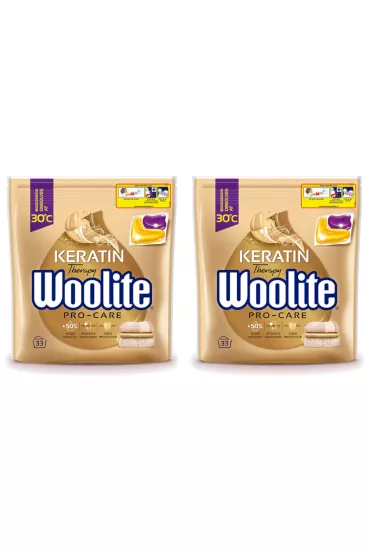 Woolite elowe kapsuki do prania z keratyn Pro-Care Zestaw 2 x 33 szt.