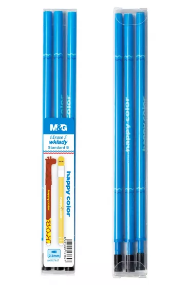 Happy Color Wk�ady do d�ugopisu wymazywalnego Standard B, niebieskie, 0.5 mm, 3 sztuki