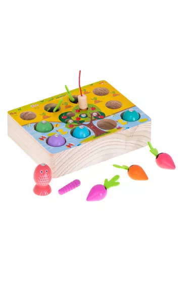 Gra drewniana montessori �owienie rybek marchewki robaczki