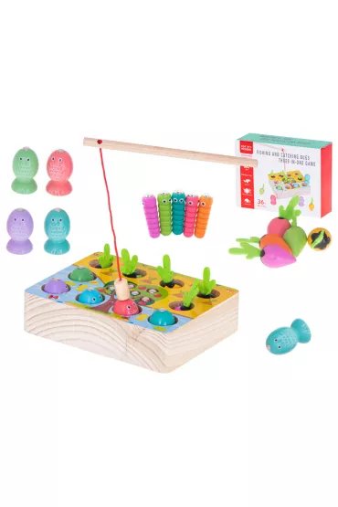Gra drewniana montessori �owienie rybek marchewki robaczki