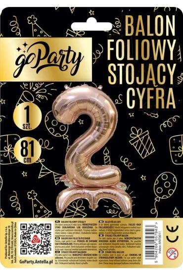 GoParty Balon foliowy stoj�cy 2 rose gold 81cm