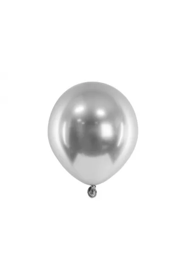 PartyDeco Balony Glossy srebrny 12cm