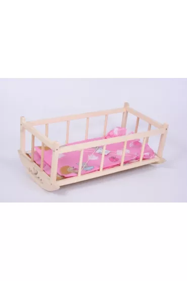Ko�yska drewniana 52x34x22 z po�ciel� we wzory MALIMAS 154248