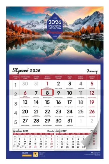 Kalpol.bis Kalendarz �cienny 2026 miesi�czny Premium