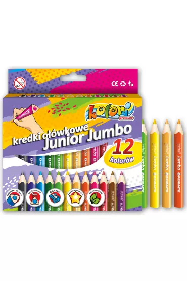 Penmate Kolori Premium Kredki o��wkowe Junior Jumbo + temper�wka 12 kolor�w