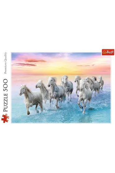 Puzzle 500 el. Bia�e konie w galopie Trefl