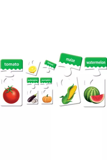 English words. Fruits & Vegetables. Owoce i warzywa. Uk�adanka edukacyjna Adamigo