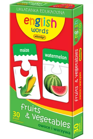 English words. Fruits & Vegetables. Owoce i warzywa. Uk�adanka edukacyjna Adamigo
