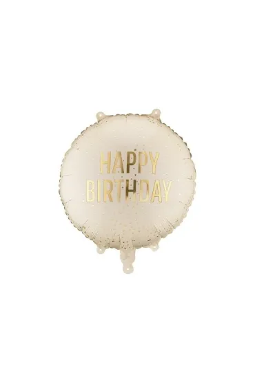 PartyDeco Balon foliowy pastylka Happy Birthday 35x35cm