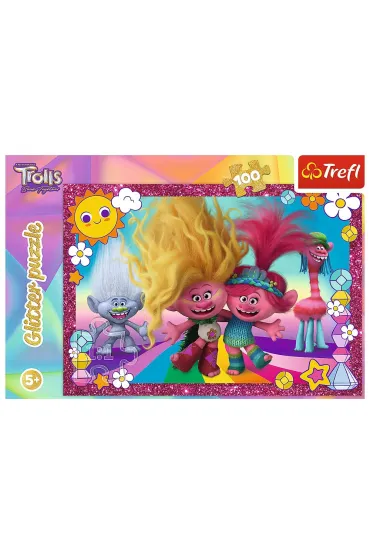 Puzzle 100 el. Glitter. B�yszcz�ce Trolle Trefl