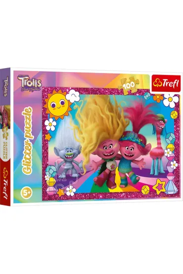 Puzzle 100 el. Glitter. B�yszcz�ce Trolle Trefl