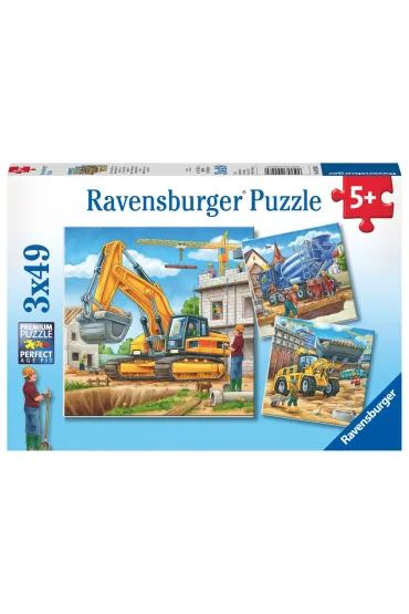 Puzzle 3x49 el. Du�e pojazdy budowlane Ravensburger