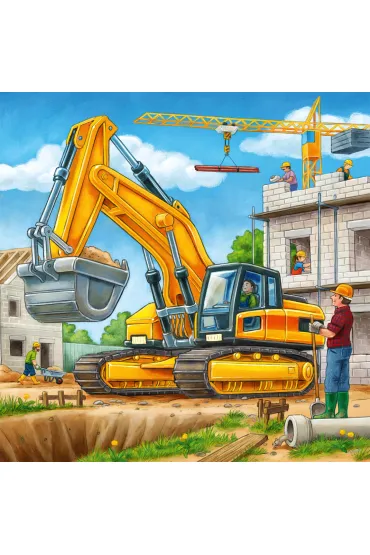 Puzzle 3x49 el. Du�e pojazdy budowlane Ravensburger