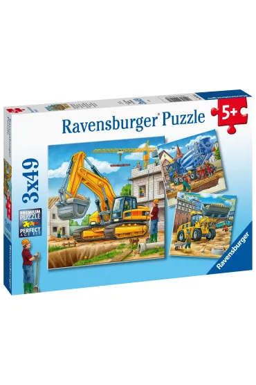 Puzzle 3x49 el. Du�e pojazdy budowlane Ravensburger